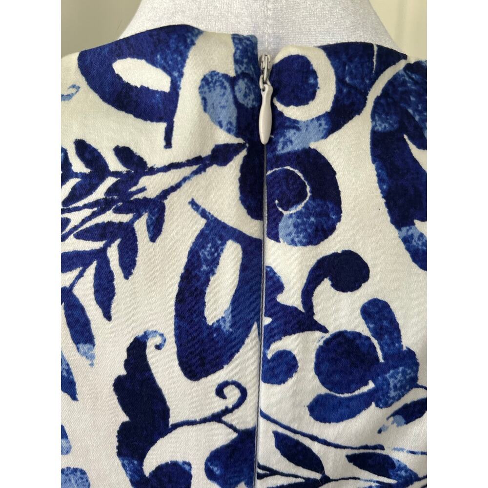 Ralph Lauren, blue and white bold floral midi sleeveless dress, size 4 - Picture 5 of 11